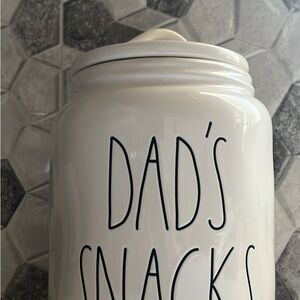Rae Dunn White Ceramic "Dad's Snacks" Canister